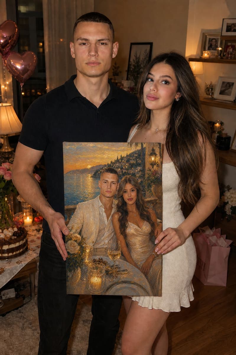 Customer with their delivered Mediterranean Dinner Terrace portrait